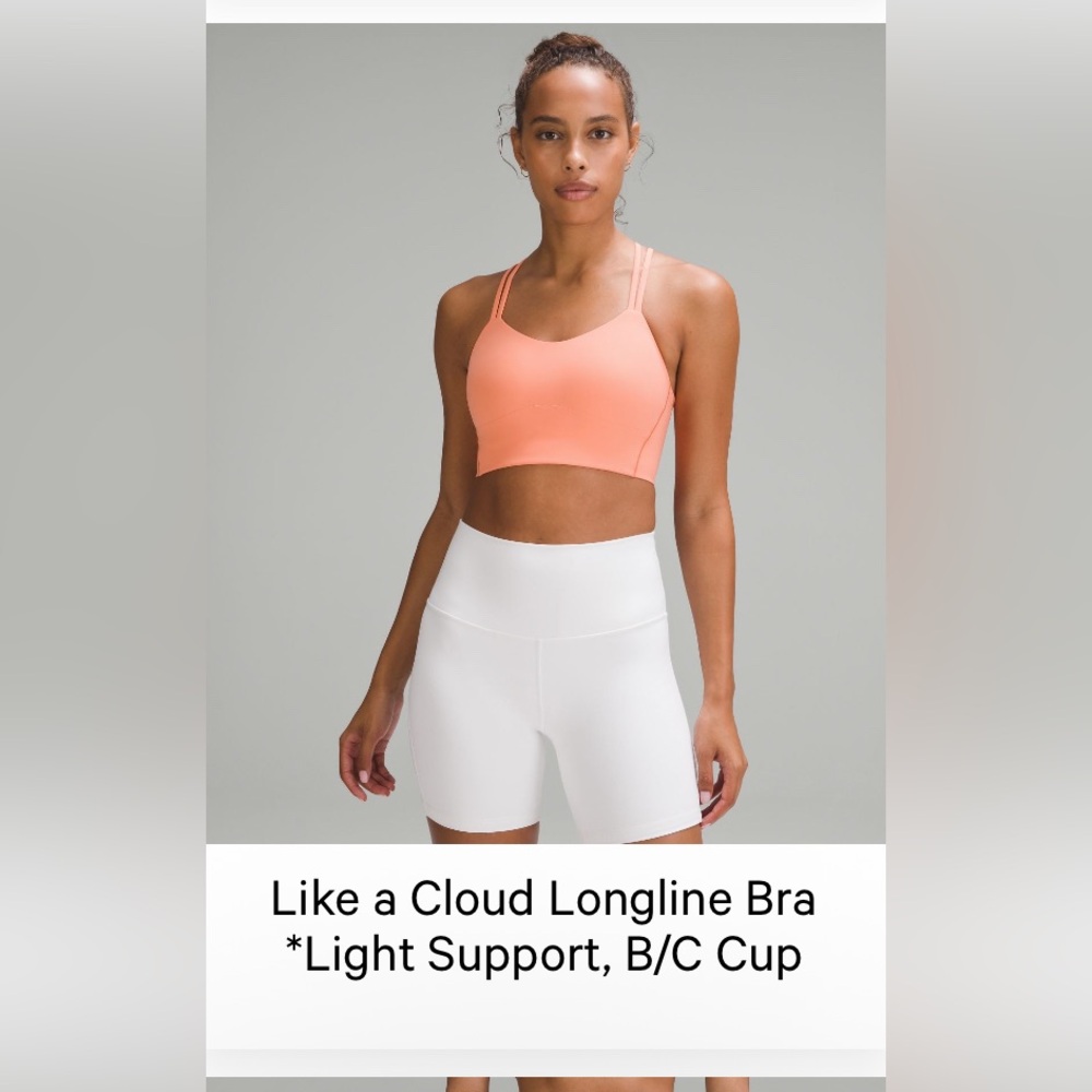 Peach Sports Bra and White Biker Shorts Set